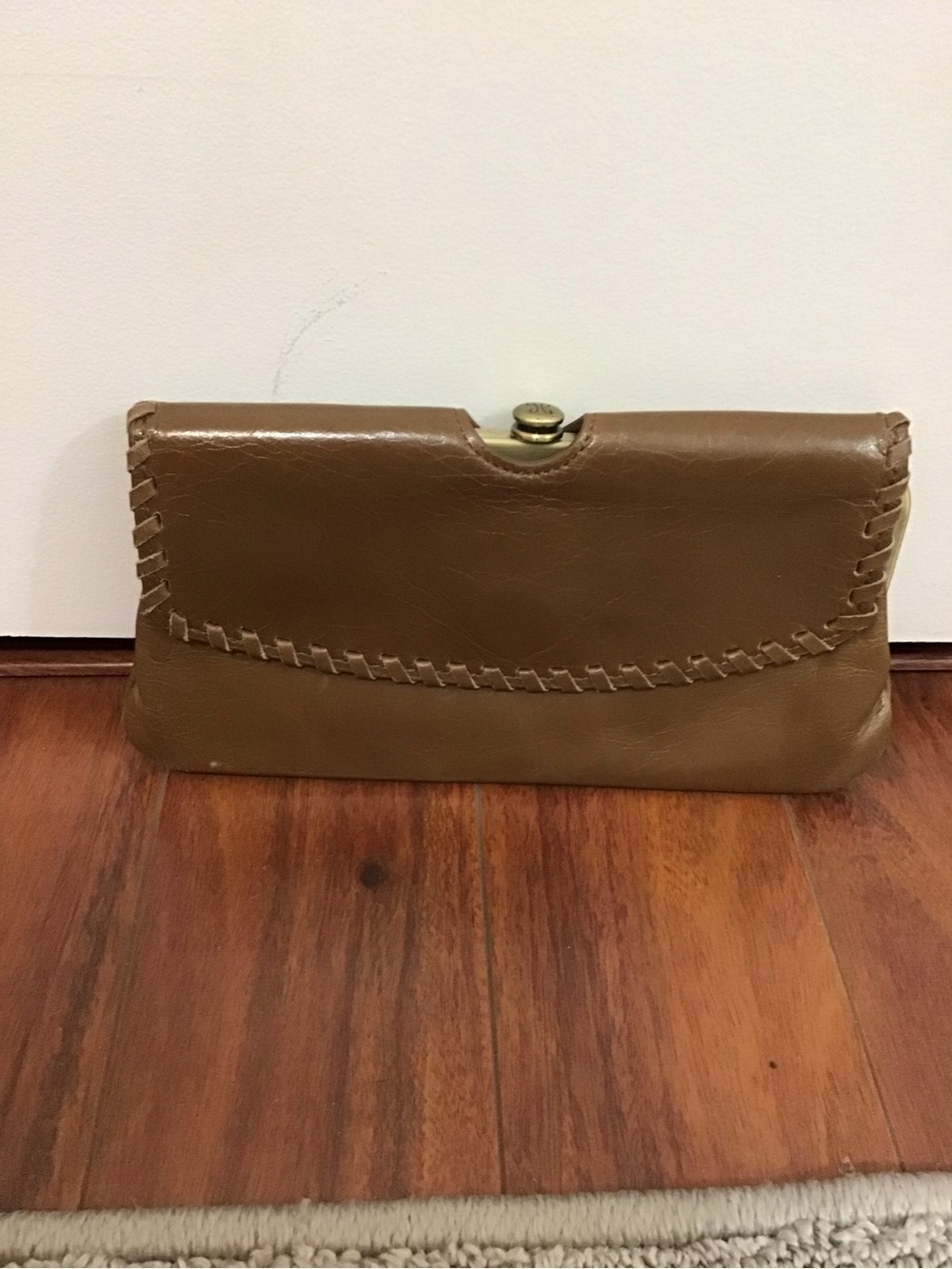 HOBO Tan Whipstitch Leather Clutch